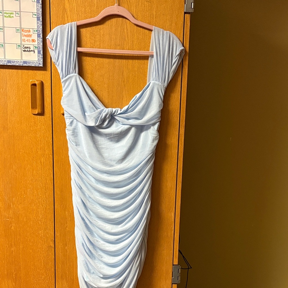 SHEIN Sky Blue Draped Dress